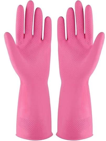 Reusable Household Gloves Dishwashing Kicthen gloves Bathroom Cleaning Pet Hair Care Car Washing (Pack of 2 Pair)