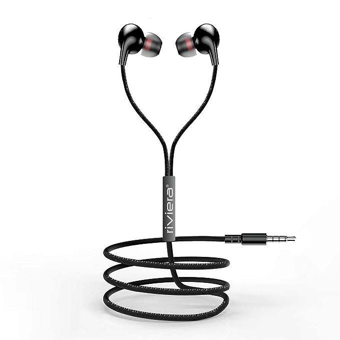 Riviera IPL-02 in Ear Earphones with Rich Bass and Surround Sound, Wired Earphones, Microphone, Clear Music-(Black)
