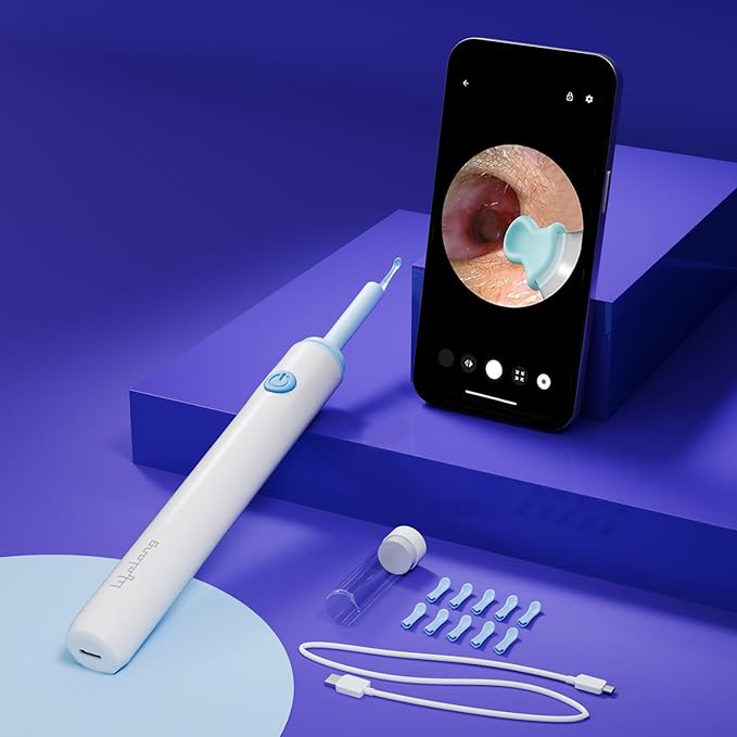Lifelong Ear Cleaning Tool with Camera - Rechargeable Ear Cleaner  -  Ear Wax Removal  -  Wireless with USB Charging Cable  -  Disposable Rubber Ear Buds (LLEC09)