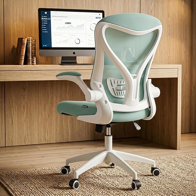 DROGO Marshal lite Premium Ergonomic Office Chair for Work from Home, High Back Computer Chair with Mesh, Flip-up Armrest, Recline, Adjustable Seat & Lumbar Support | Mesh Chair for Office (Blue)