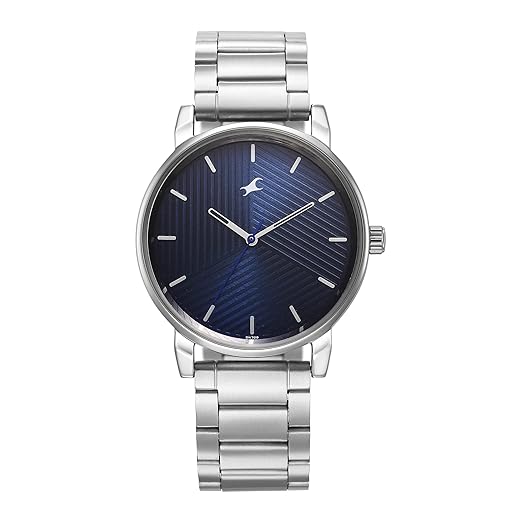 Fastrack Men Stunners Quartz Analog Blue Dial Silver Metal Strap Watch - 3278SM03