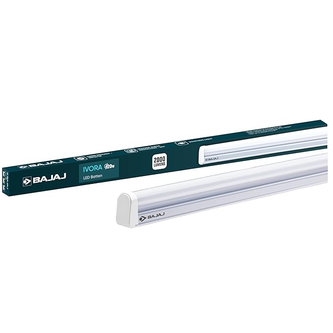 Bajaj 20W Cool Day Light LED Tubelight (Pack Of 1) | LED Tube Light For Home | IR Free | UV Free | Voltage Surge Protection Of 4 KV | Bright & Energy Efficient | White | 1 Yr Warranty