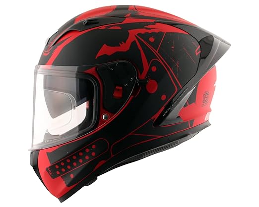 Axor Street Dc Batman ISI ECE and DOT Certified Full Face Helmet Dull Black Red, Size:L(59-60 cm)