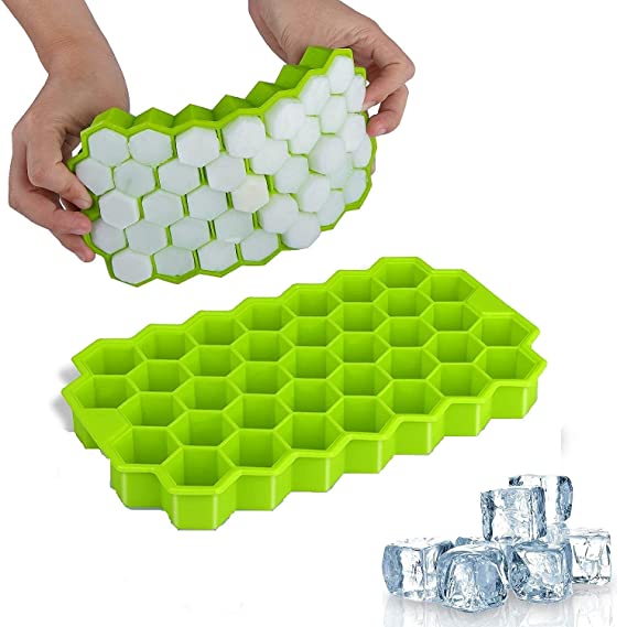 E-COSMOS® Ice Cube Tray Silicone for Freezer Honeycomb 37 Cavity Ice Cube Mould Flexible Tray for Freezer, Chocolate Cake Maker, Ice Trays for Chilled Drinks, Reusable (Multi Color)