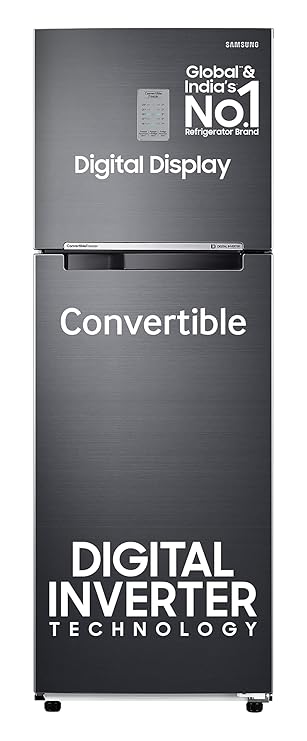 Samsung 256 L, 3 Star, Convertible, Digital Inverter with Display Frost Free Double Door Refrigerator (RT30C3733BX/HL, Luxe Black)