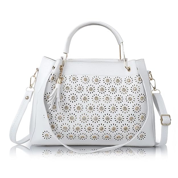 Envias Leatherette Handbags For Women's Ladies (D-39-White)