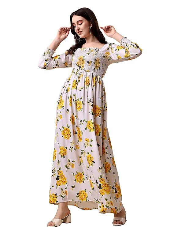 [Size: XS] - Sheetal Associates Women's Floral Printed Crepe Full Length Dress