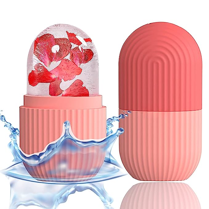 [Apply Coupon] - E-COSMOS Ice Face Roller Massager,Ice Cube Roller For Face, Eyes And Neck Naturally Conditioning And Skin Care,De-Puff Eye Bags,Reduce Migraine Pain,Reusable Massage Silicone Ice Mold (Multicolor)