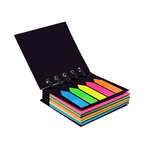 Amazon Brand - Solimo Sticky Notes Pad, Pocket-Size, Wirobound (2 x 3 Notes and Flags, 5 Colours)
