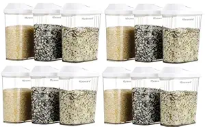 Floraware Food Safe Plastic Storage Containers with Sliding Mouth, 750ml, Pack of 3, White, BPA Free
