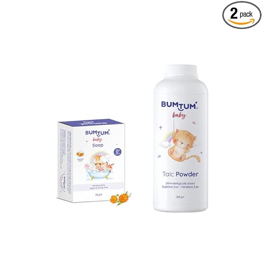 [Apply Coupon] - Bumtum Paraben Free Baby Soap 50Gram (Pack of 1) & Baby Talc Powder (200 Gram) Combo
