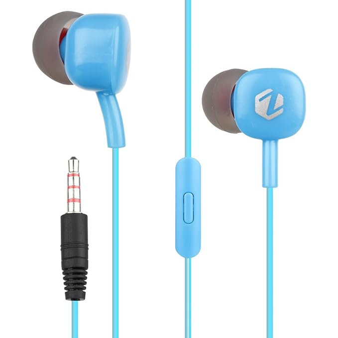 ZEBSTER Dude Stereo Earphone with 10Mm Driver,in-Line Mic,Tangle Free Cable,Deep Bass(Blue),in-Ear,Wired