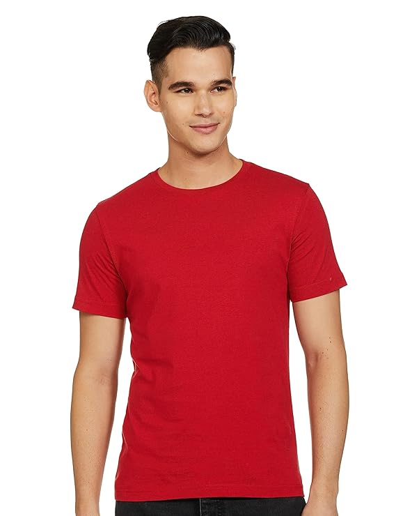 Amazon Brand - Symbol Men's Solid Cotton T Shirt | Round Neck | Half Sleeve | Plain-Regular Fit (Available in Plus Size)