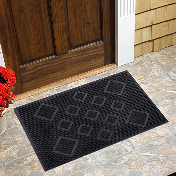 [Size: Standard] - EURO DECO Doormat Bathmat Multi Purpose Door mat 2x4 | Rubber mat for Kitchen | Rubber mat Big Size | Rubber mat roll | Rubber mat for Floor Large Size (Black, Standard)