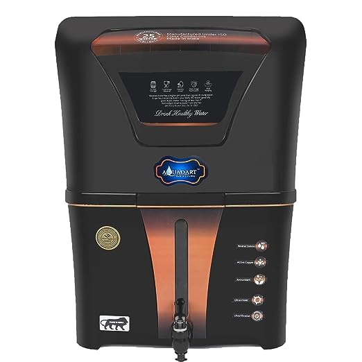 AquaDart Copper RO Water Purifier RO + UV + UF + TDS Controler + Full Automatic With Goodness Of Copper 12L (BLACK)