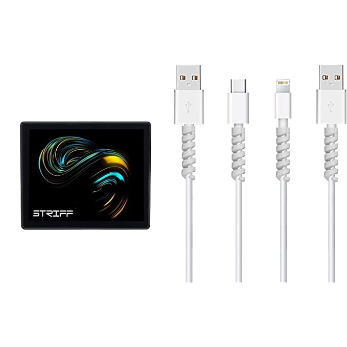 STRIFF Mpad Mouse Mat 230X190X3mm Gaming Mouse Pad, Non-Slip Rubber Base & 12 Pieces Highly Flexible Silicone Micro USB Protector, Mouse Cable Protector, Suit for All Cell Phones(White)