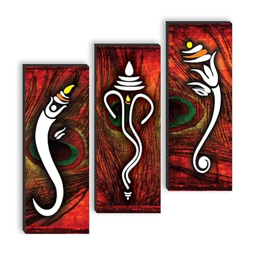SAF set of 3 Lord Ganesha UV textured self adeshive wall painting for home decoration SANF-SJ1013