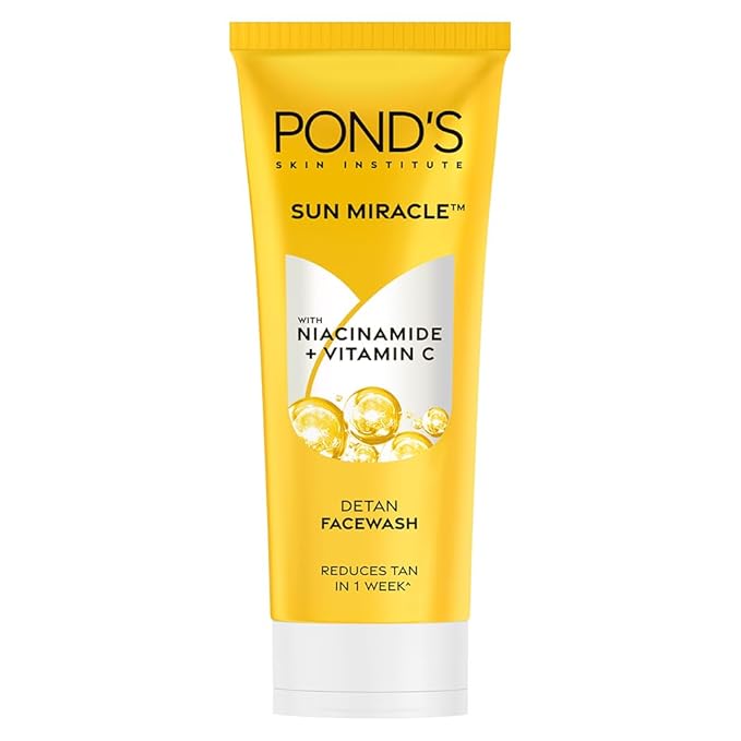 Pond's Detan Face Wash for Tan Removal in Just 7 Days | Contains Vitamin C and Niacinamide | Facewash for All Skin Types, 100gm