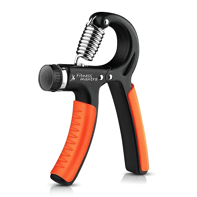 Fitness Mantra® 10KG To 60KG Weight Adjustable Hight Quality Hand Gripper for Men & Women |Hand Grip|Finger Exerciser|Power Gripper|Hand Exerciser Equipment|Hand Strengtheners [Bhagwa Color]