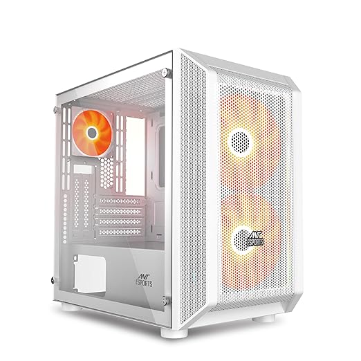 Ant Esports 200 Air Mini M-ATX Computer Case/Gaming Cabinet - White | Support M-ATX, ITX | Pre-Installed 2 x 200 mm ARGB Front Fans