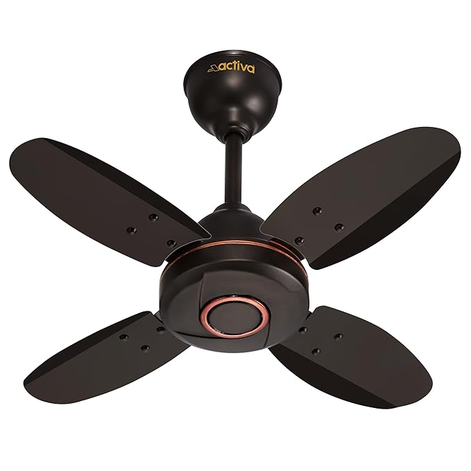 ACTIVA ORNET 600mm Ceiling Fan, 850 RPM High Speed Air Delivery with 4 Blades, Anti-Dust Coating, 2 Years Warranty - Smoke Brown