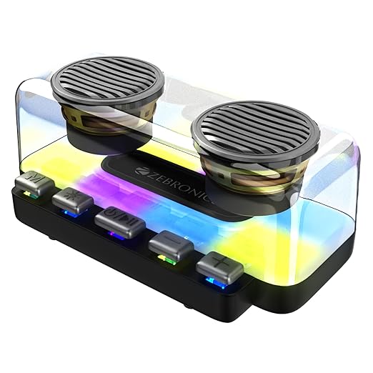 ZEBRONICS Music Bomb 20 15W Output, Portable Wireless Speaker, 36h Backup, TWS, Bluetooth 5.0, FM Radio, AUX, USB, mSD and Mechanical Switches