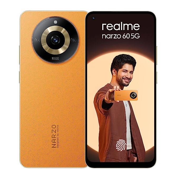 [Apply Coupon] - realme narzo 60 5G (Mars Orange,8GB+128GB) 90Hz Super AMOLED Display | Ultra Premium Vegan Leather Design | with 33W SUPERVOOC Charger