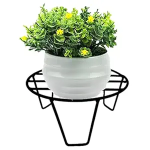 [Apply Coupon] - ecofynd Flora Metal Planter Stand for Living Room, Plant Stand for Balcony, Flower Pot Holder for Indoor & Outdoor, Garden Rack for Patio Plants, Pack of 1, (Black)