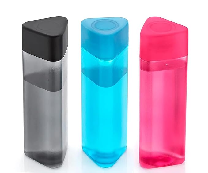 2Mech Plastic water Bottles for Fridge, 1 Litre Set Of 3, Office, Sports, School, Gym, Yoga | fridge bottles Unbreakable & Leak-Proof (1000, Triangular, 3, 1)