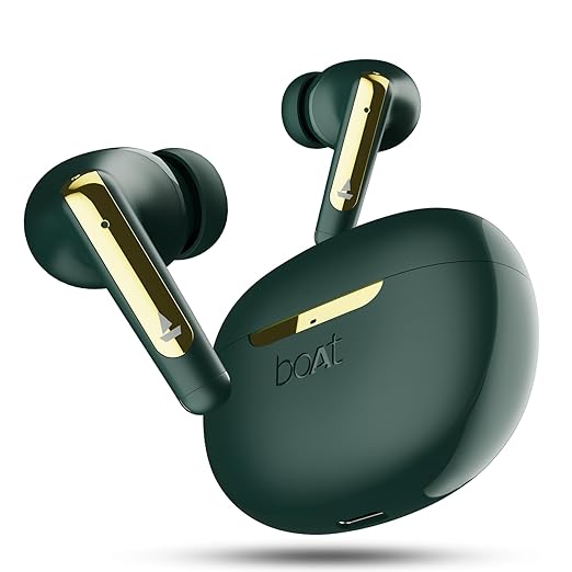 boAt Newly Launched Airdopes 141 ANC TWS Earbuds With 32 dB ANC, 42 HRS Playback, 50ms Low Latency Beast" Mode, IWP" Tech,Signature Sound,Quad Mics with ENx",ASAP" Charge,USB Type-C Port & IPX5(Green)