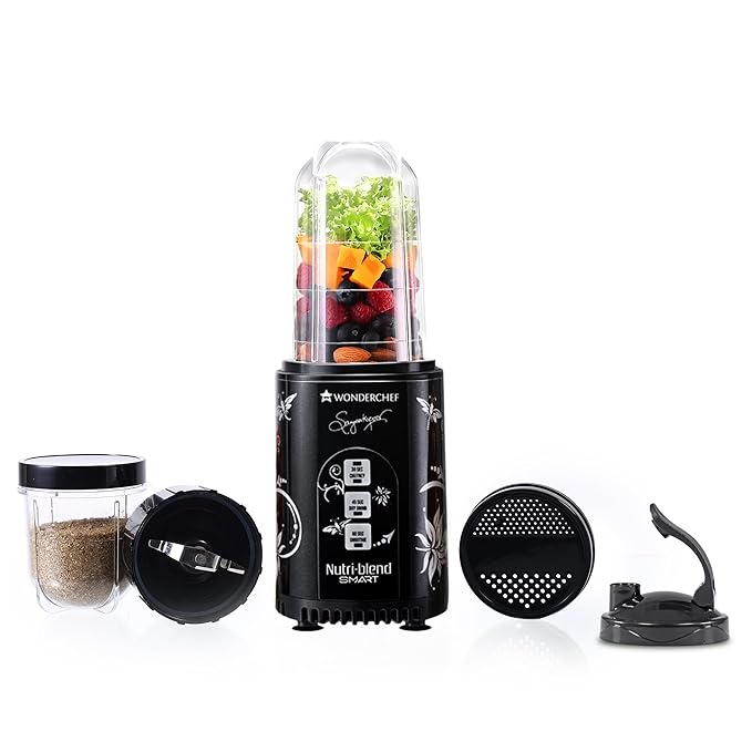 Wonderchef Nutri-blend Mixer, Grinder & Blender | Powerful 500W 22000 RPM 100% Full Copper Motor |Stainless Steel Blades |2 Unbreakable Jars |2 Years Warranty |Recipe book by Chef Sanjeev Kapoor | Red