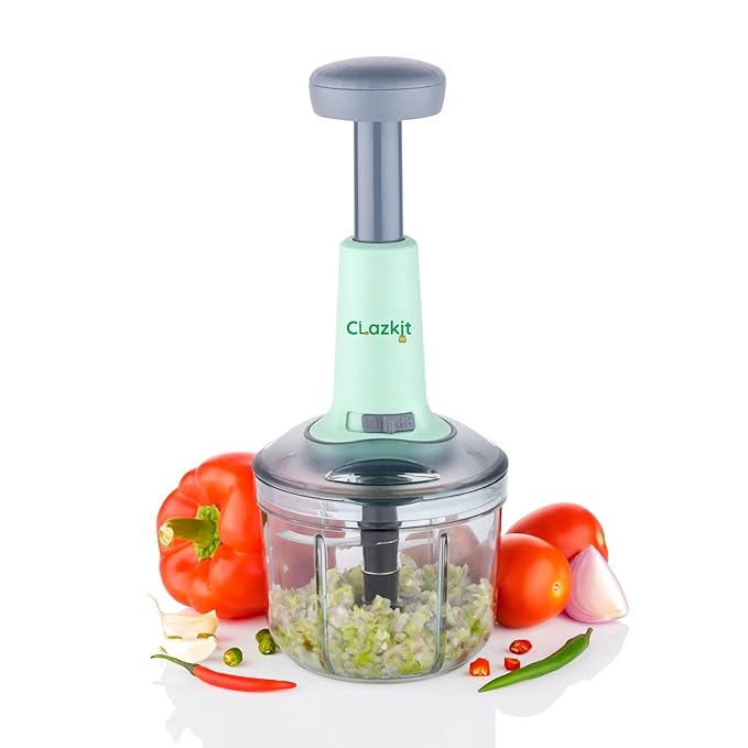 Clazkit Kitchenware Easy Working Push Hand Press Vegetable and Fruit Chopper/Cutter/Grinder/Slicer-900ml-Color May Vary