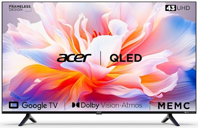 Acer 109 cm (43 inches) V Series 4K Ultra HD Smart QLED Google TV AR43GR2851VQD (Black)