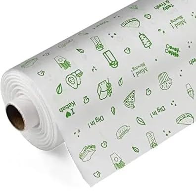 25M Food Wrapping Paper for Kitchen (Size 20m + 5m Free) | Butter Paper for Wrapping, Storing, Heating | Oil Proof White Roll (10 Inch X 20m)