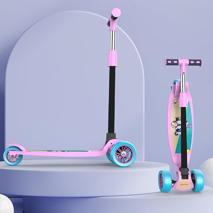 [Apply Coupon] - Lifelong LLKS03 Foldable Kick Skating Cycle| Skate Scooter for Kids(Max User Weight: 50Kg) Kids Scooter (Pink, Blue)