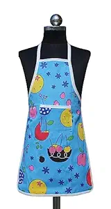GLUN® Printed Kid Apron with 1 Front Pocket Pocket Type Z Blu Color Pack of 1