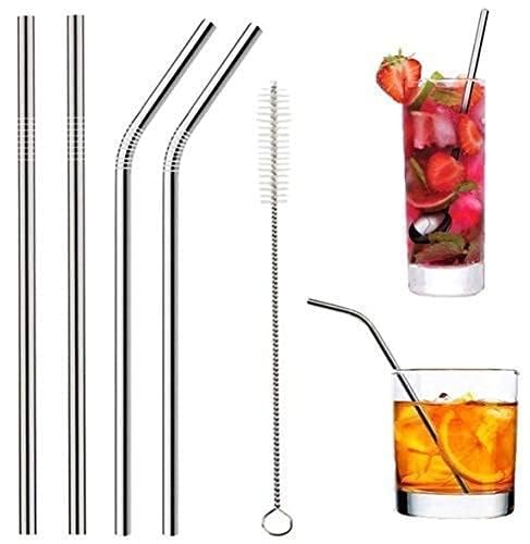 BigPlayer Reusable Drinking Straws - Stainless Steel, 8.5 Inches for Eco-Friendly Beverage Enjoyment