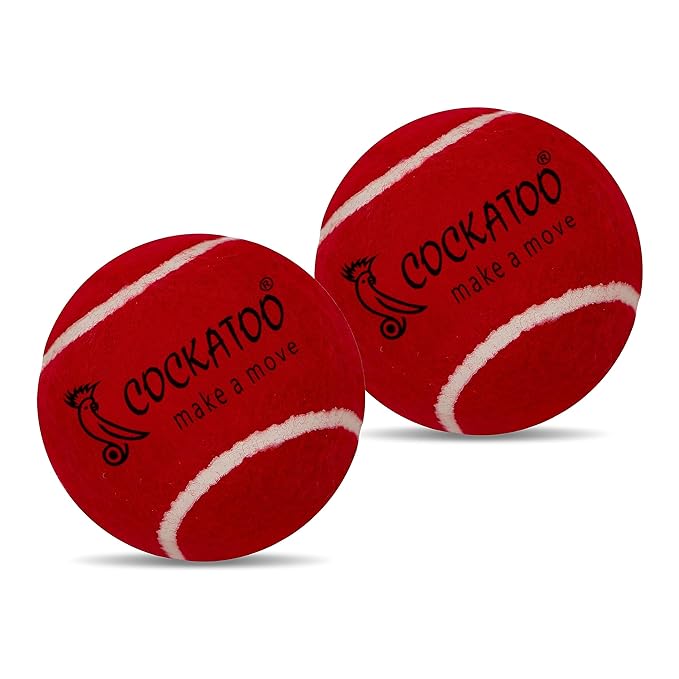 Cockatoo Rubber Cricket Tennis Ball, Construction of Tennis Ball for Cricket for Optimal Performance,Suitable for All Skill Levels. (120 Gr Per Ball - Pack of 2-Red)