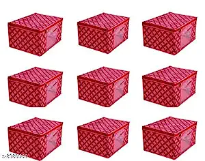 [Apply Coupon] - BB BACKBENCHERS Saree Organizer For Wardrobe - Foldable Saree Covers With Zip, Multipurpose Storage Bag For Suit, Lehanga, Dress Packing With Transparent Window, Pack of 3