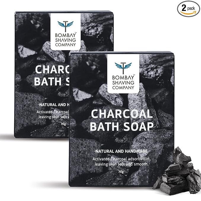 Bombay shaving company Charcoal Soap | Deep Clean and Anti-pollution Effect | 70G Pack of 2