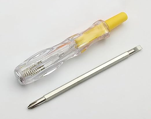 GLUN® Voltage Line Tester AC/DC 120-250V Tester Screwdriver with 3.5mm Slotted (+, ) Phillips Screwdriver Circuit Tester Pen Pack of 1