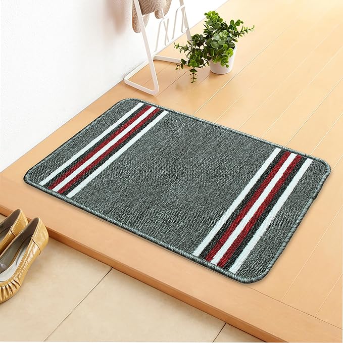 BEDSPUN Polypropylene Anti Slip Floor Door Mat in Home Kitchen Office Entrance Mats (38x58 cm), Grey, Nylon