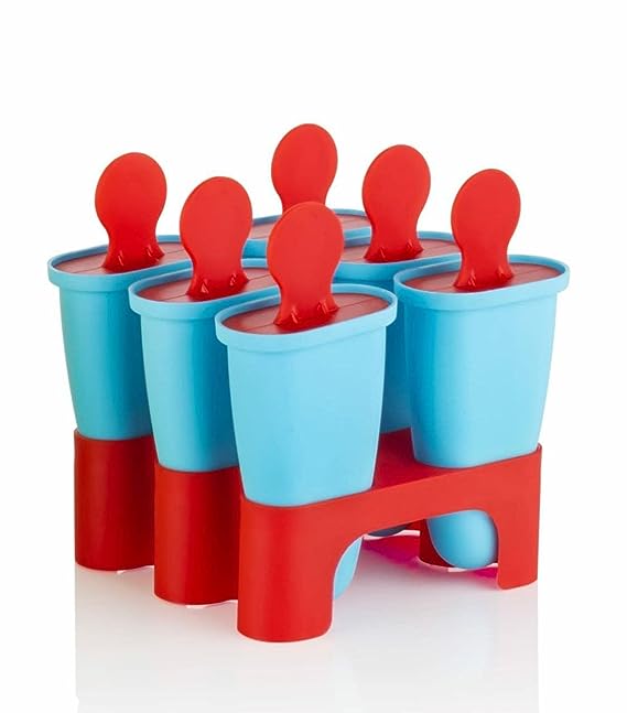 Clazkit Set of 6 Plastic Reusable Ice Pop Makers, Homemade Popsicle/Frozen Ice Cream/Kulfi Candy for Children & Adults - Multicolor, 11.4 x 11.9 x 14.1 cm