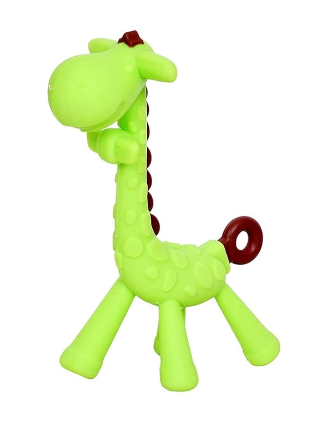 BabyGo Baby Silicone teether Giraffe Teething Toys Hand Chewing Soother Toddler for Baby (Green)