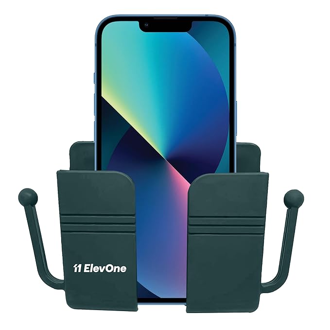 [Apply Coupon] - ElevOne Wall Mounted Mobile Holder Storage Case for Remote, Wall Mount Mobile Stand/Multi-Purpose Stand with Hole for Phone Charging & Key Chain Holder, Multi Purpose Accessories (EMH-1, Green)