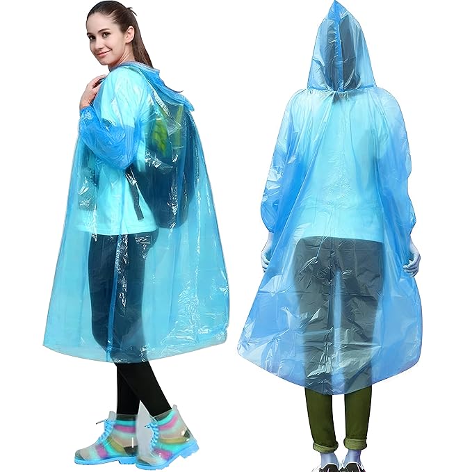 [Size: Free Size] - HACER Raincoat Poncho with Hood Raingear for Outdoor Activities and Travel Rainsuit Rain Protection Barsaati Water Resistant Reusable Rainwear for Men Women