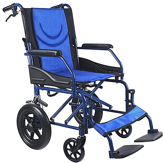 veayva Dzire Folding Wheelchair with Seat Belt super light weight and portable with anti tipper Swing-Away Footrests and double fold design (12 INCH WHEELS)