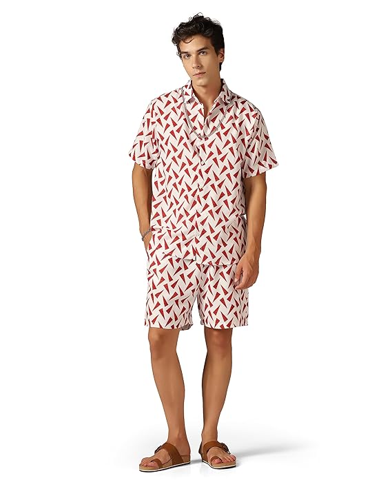 GRECIILOOKS Men's Rayon Printed Co-Ord Set | Night Suit | T-Shirt And Shorts Set | Night Dress | Pyjama Set
