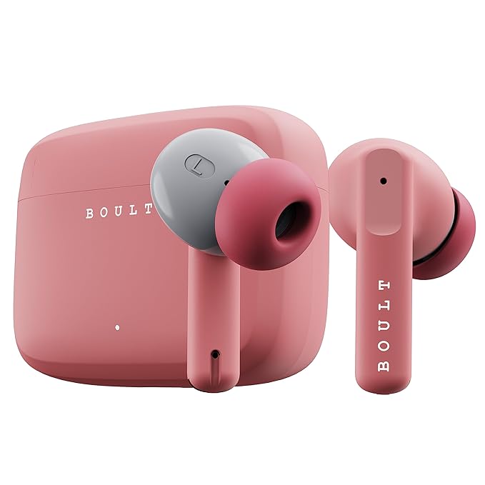 GOBOULT Z60 Made in India Ear Buds Wireless with 60H Playtime, 4ENC Mics Clear Calling, 50ms Low Latency Gaming, 13mm Bass Driver Earbuds Bluetooth Wireless Earphones (Flamingo Pink)