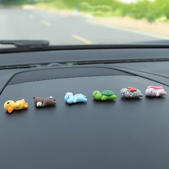 wolpin 6 Pcs Mini Cartoon Car Decor PVC | Cute Fantasy Dashboard Decoration Set for Car Interior | Decorative Showpiece for Bike Scooty Mirror | Small Cute Accessories for Vehicles